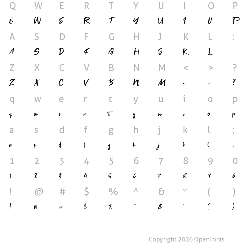 Character Map of Fake Serif Fake Serif