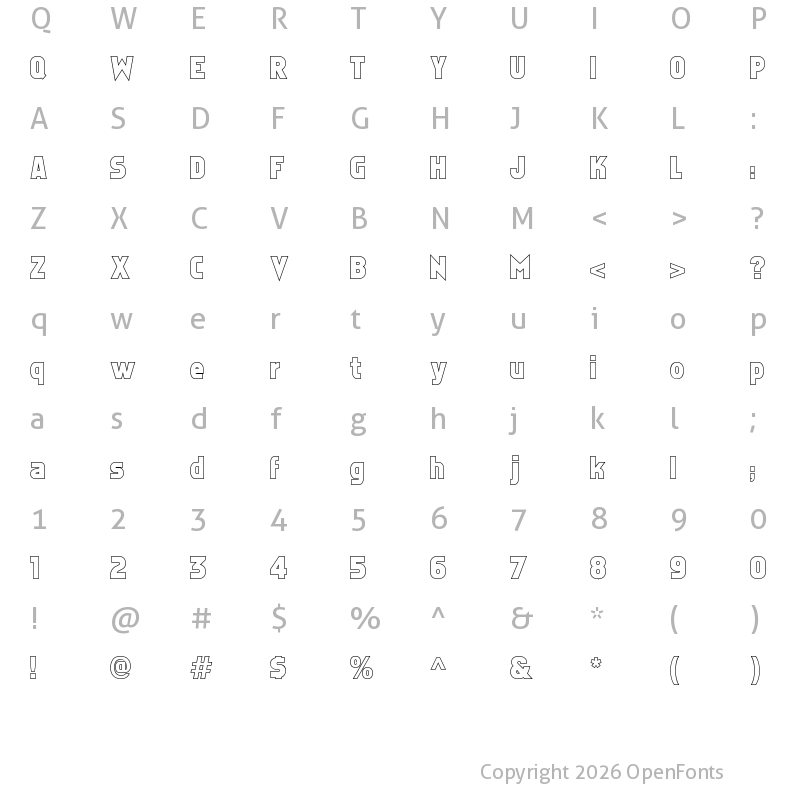 Character Map of Faktos Outline Regular
