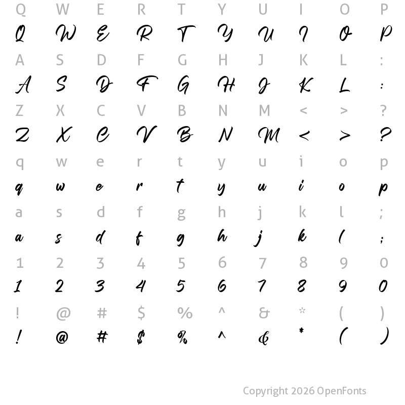 Character Map of Fall in love Regular
