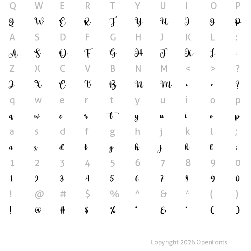 Character Map of Fall Regular