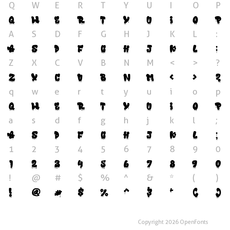 Character Map of Fallaxe (Drip) Graffiti Regular