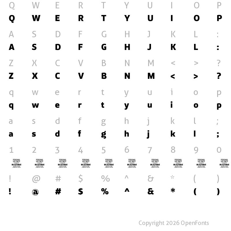 Character Map of Famiar PERSONAL USE ONLY ExtraBold