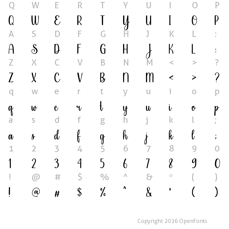 Character Map of Family Jungle Regular