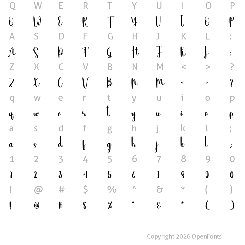 Character Map of Family Regular