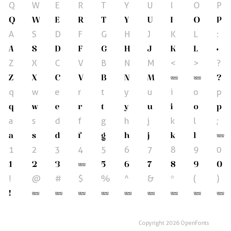 Character Map of Famosa Black Demo