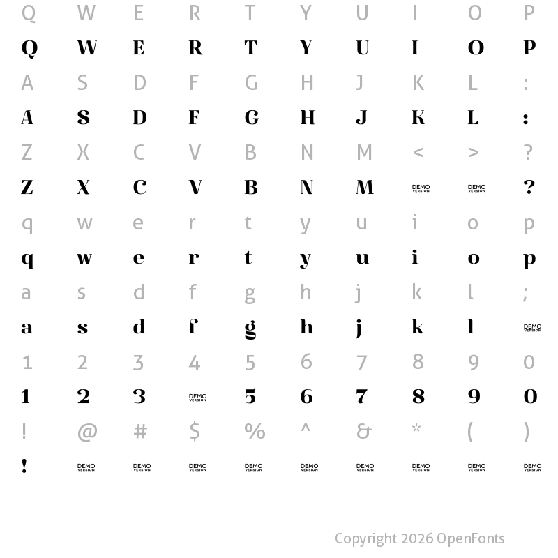 Character Map of Famosa Heavy Demo