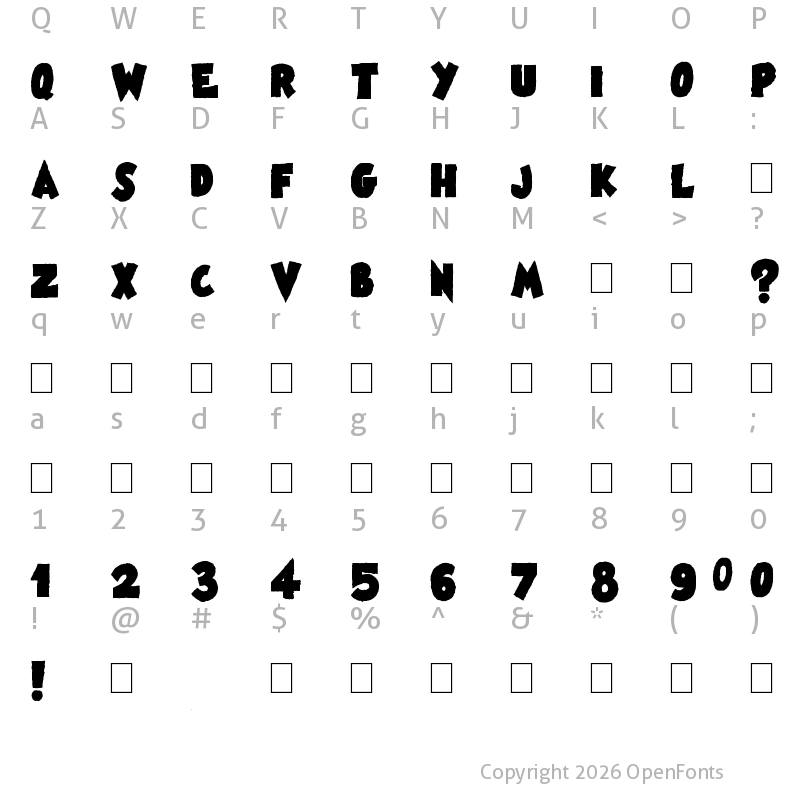 Character Map of Famous Oldies Black Regular