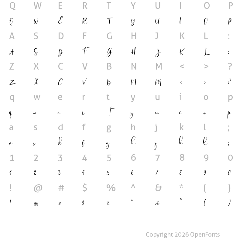Character Map of Fansthome Regular