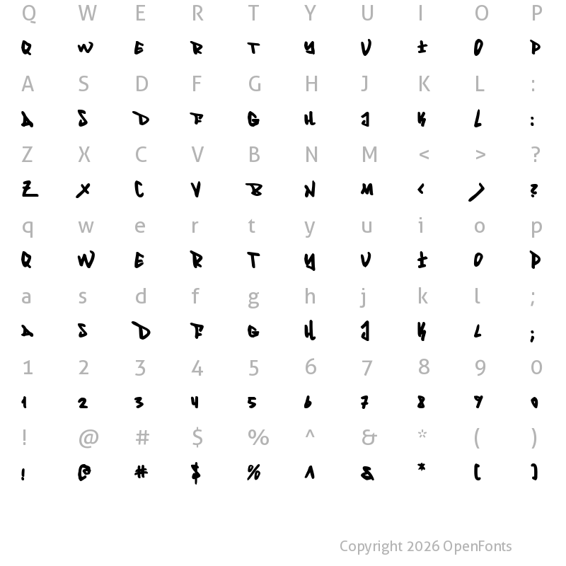 Character Map of Fantom Bold Bold