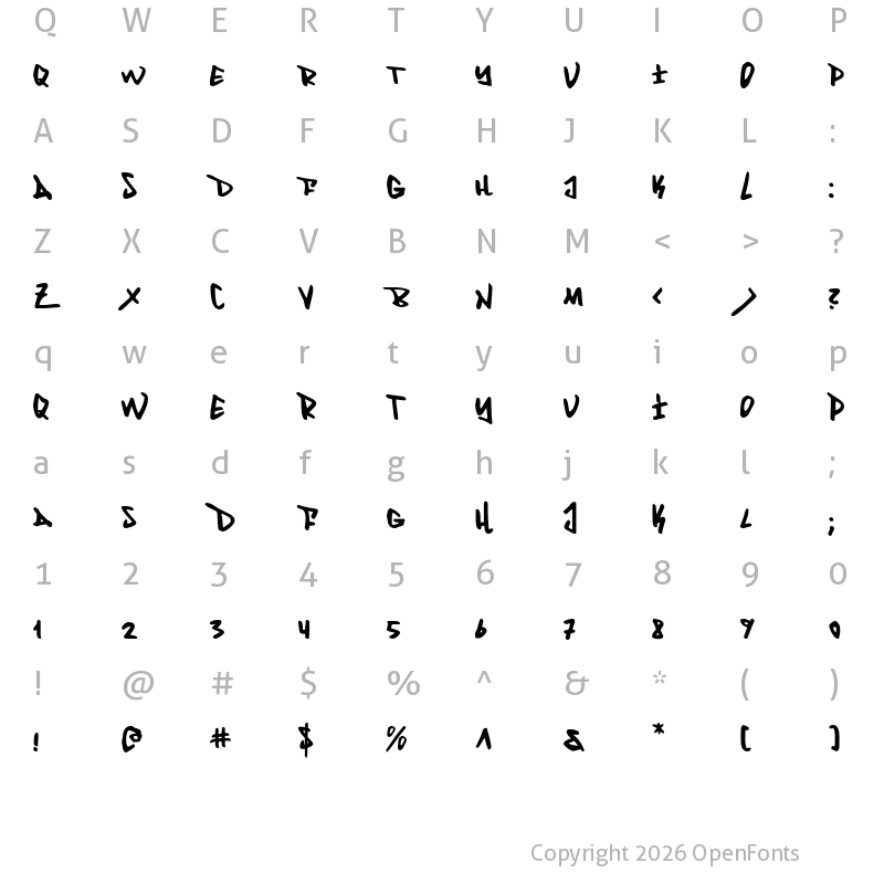 Character Map of Fantom Regular
