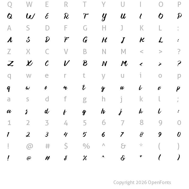 Character Map of Fardeeen Regular
