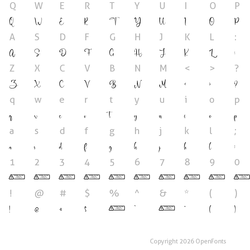 Character Map of Farzana Regular