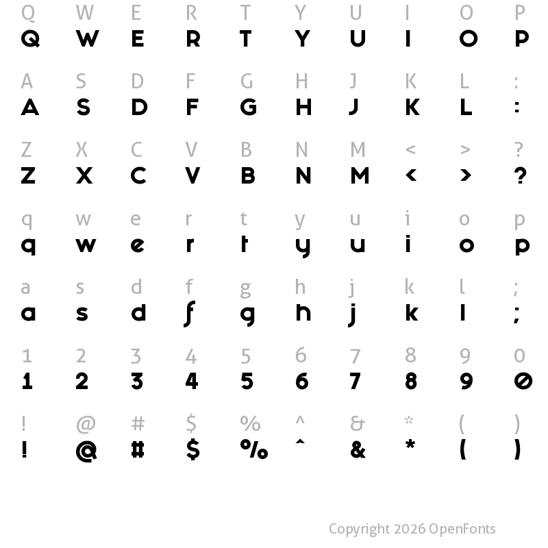 Character Map of Fashion Fetish Heavy Regular