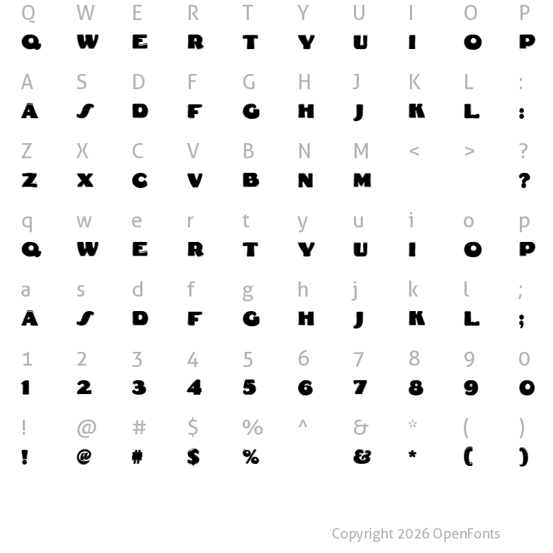 Character Map of Fat Freddie Contour Regular