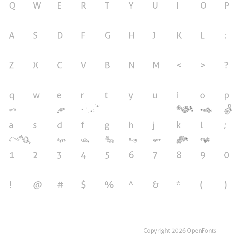 Character Map of Faun-Ornaments Regular
