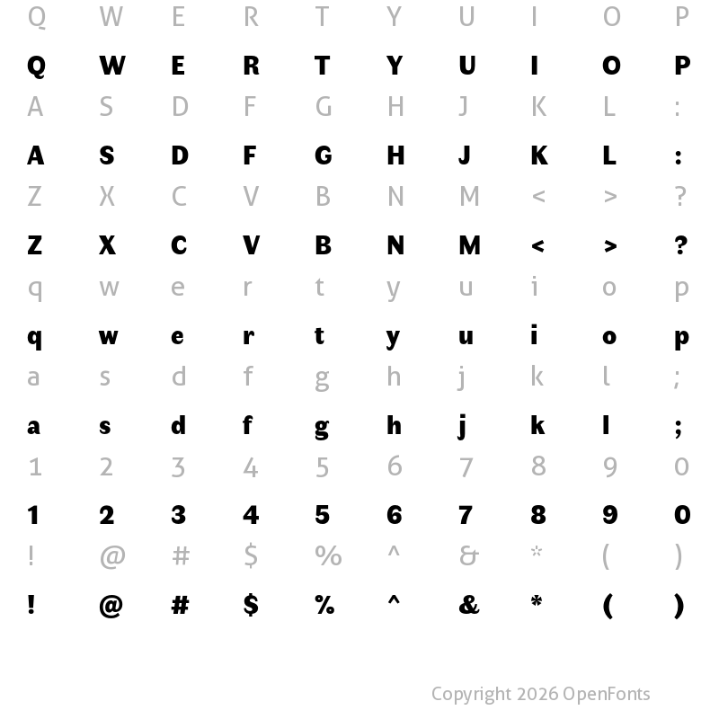 Character Map of Faune Display Black