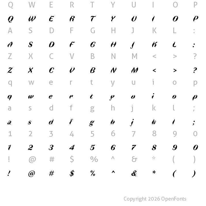 Character Map of Faune Display Bold Italic
