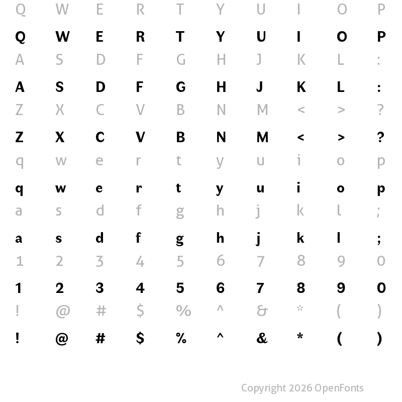 Character Map of Faune Text Bold