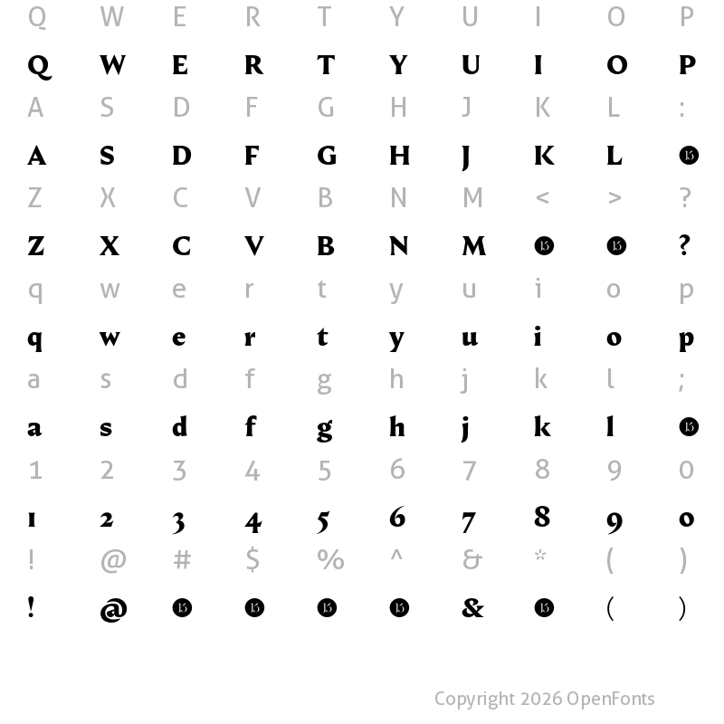 Character Map of Fautive Trial ExtraBold