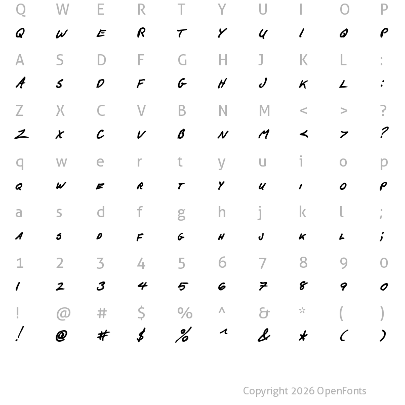 Character Map of F*ck Beans Bold Italic