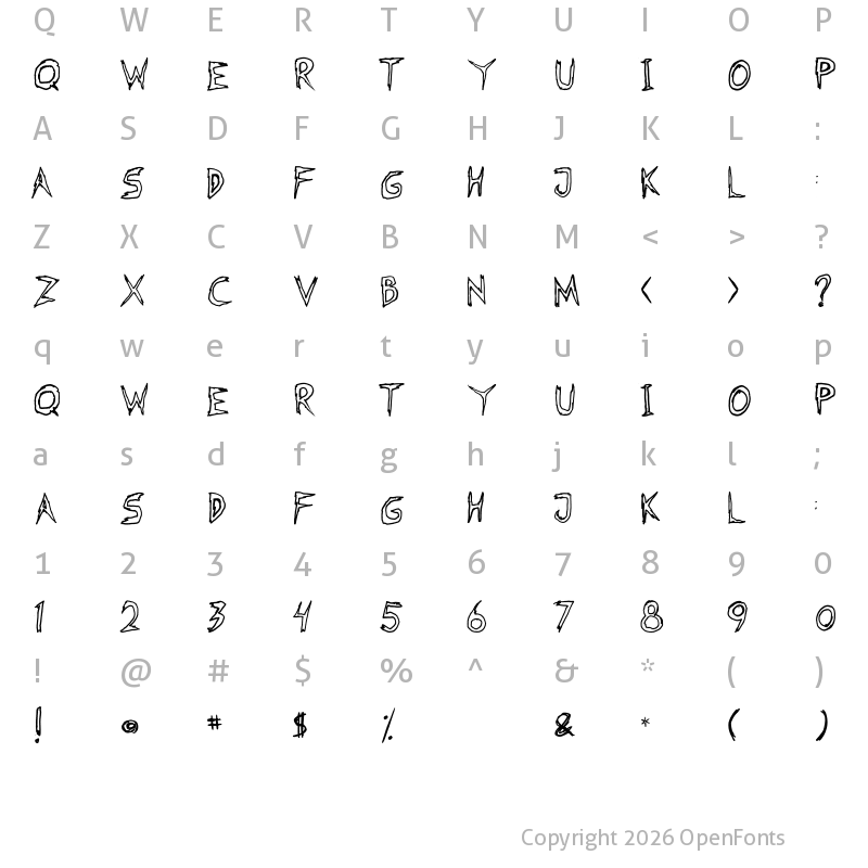Character Map of Fearless Coyne Hollow Regular