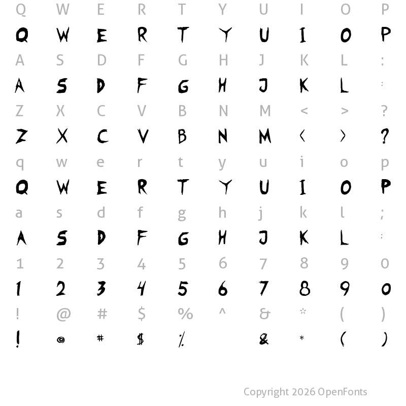 Character Map of Fearless Coyne Shadow Regular