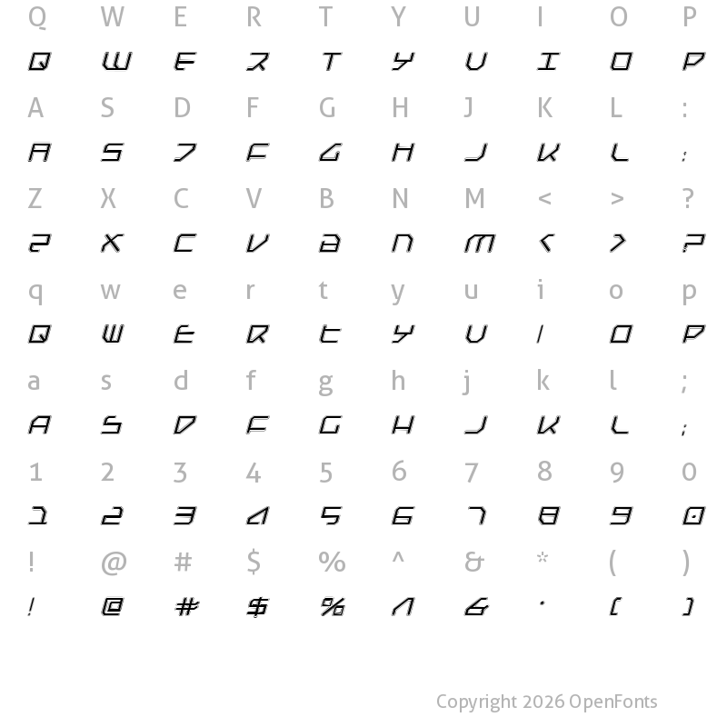 Character Map of Federapolis College Italic Italic