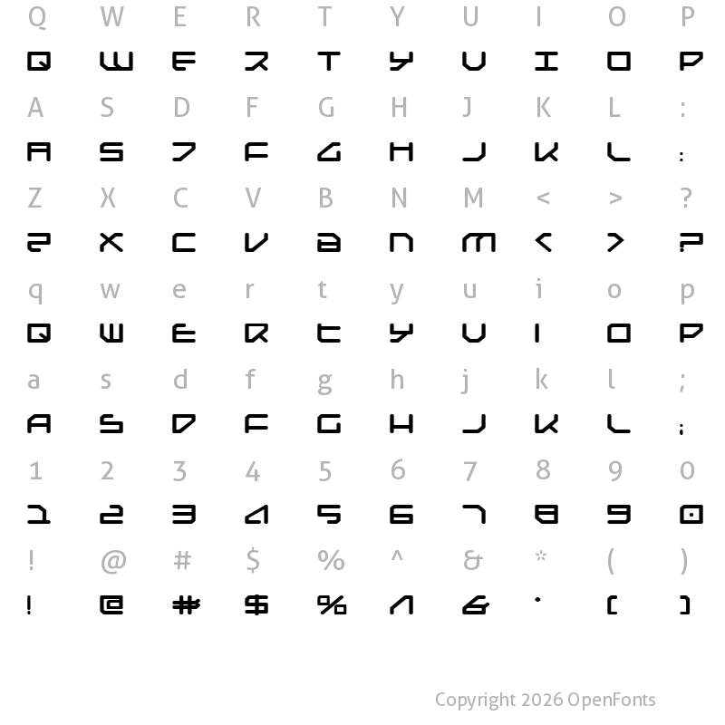 Character Map of Federapolis Expanded Bold Expanded Bold