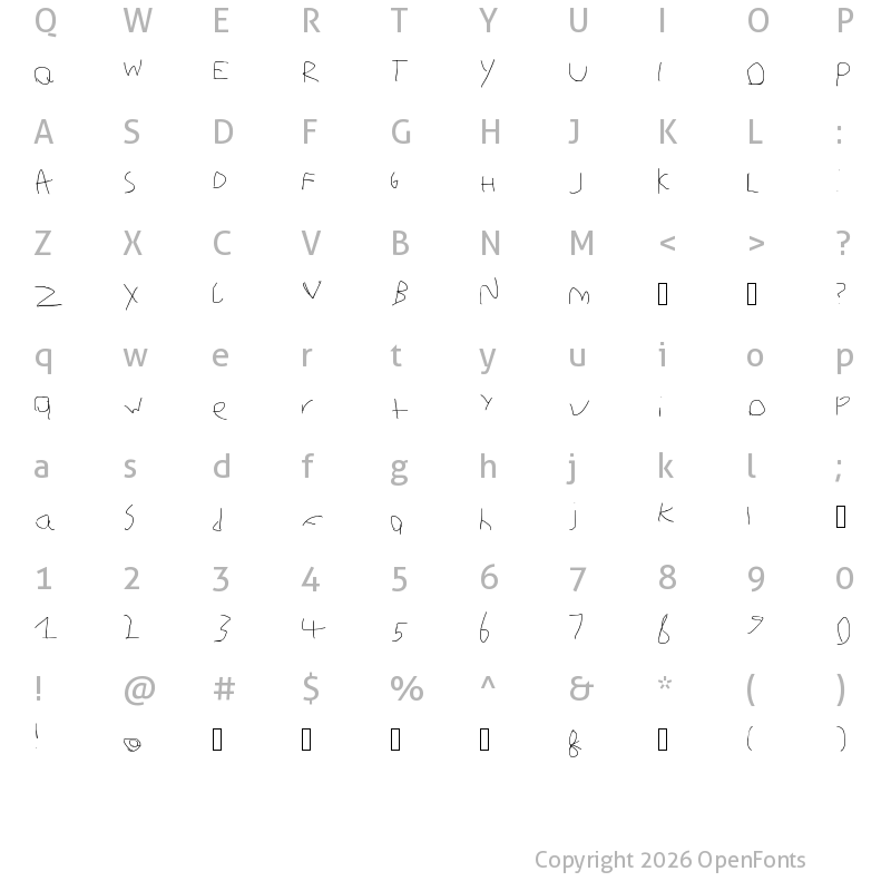 Character Map of Fenn Script Regular