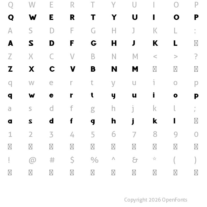 Character Map of Fenord Free Regular