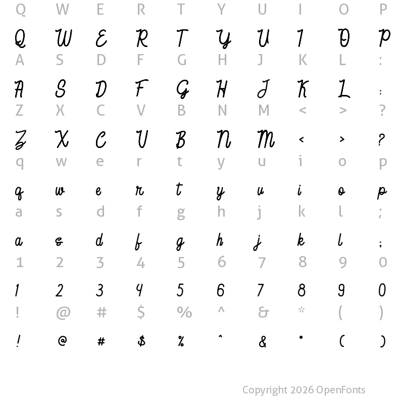 Character Map of Feri Candi Regular