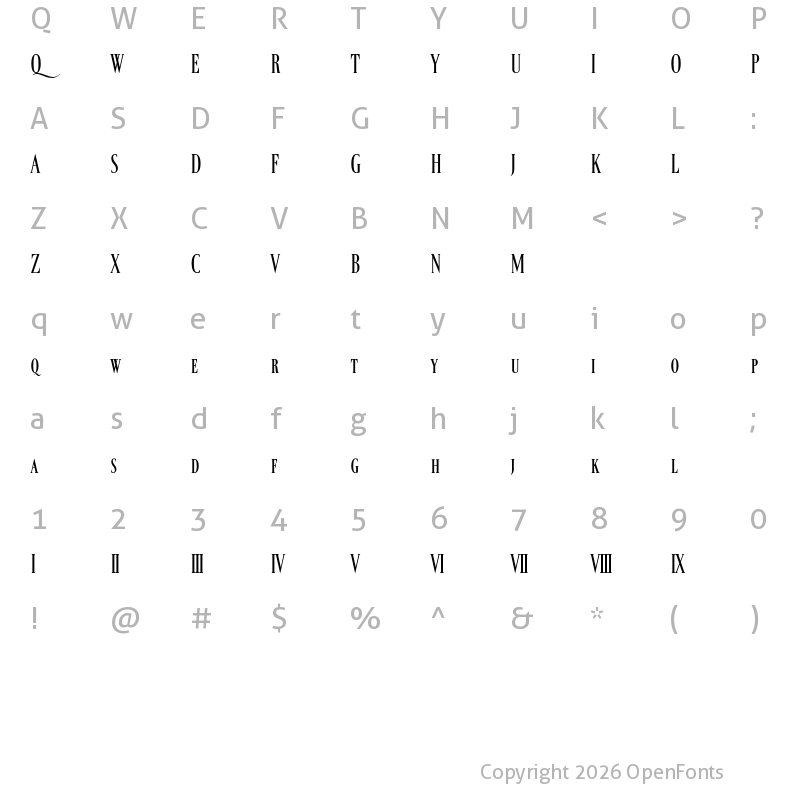 Character Map of Ferrum Extra-condensed