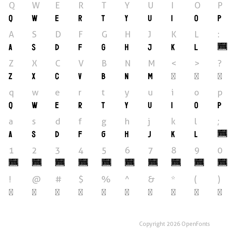 Character Map of Feruka Personal Use