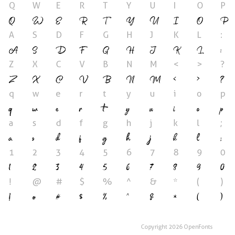 Character Map of Festany Regular