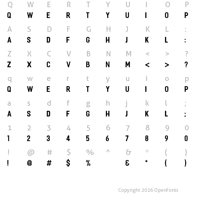 Character Map of Fester Semi-condensed Bold