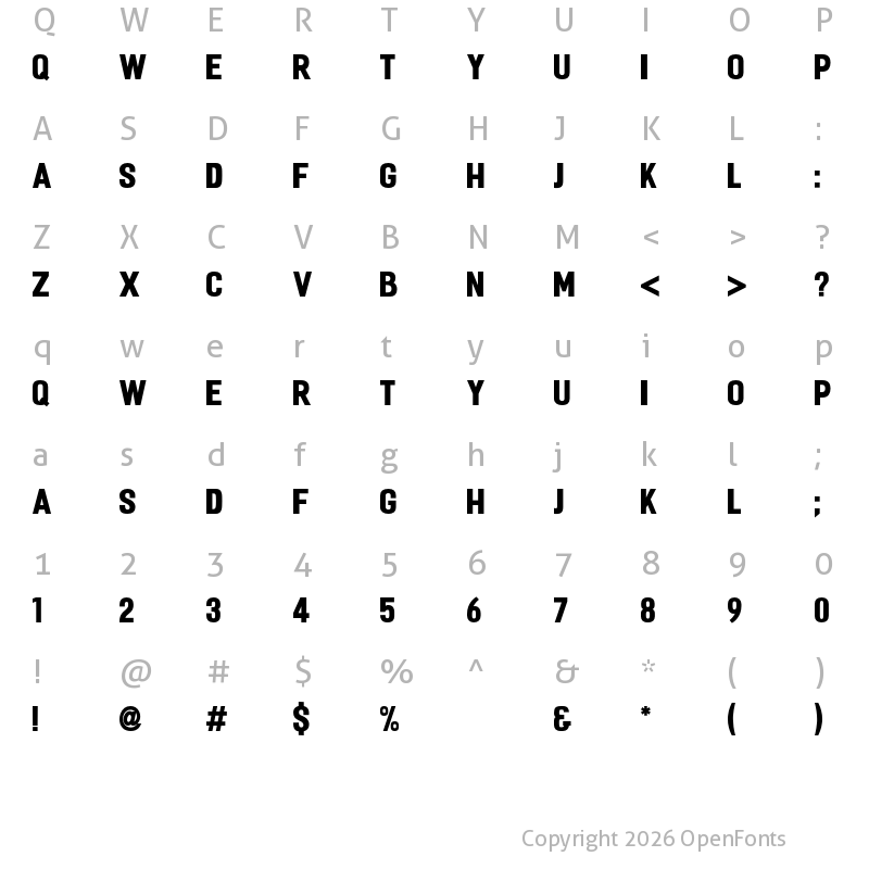 Character Map of Fester Semi-condensed Heavy