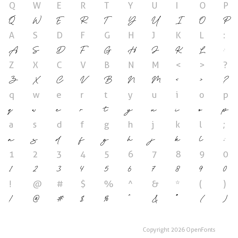 Character Map of Festigan Regular
