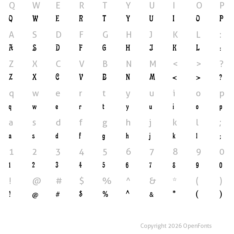 Character Map of Fette Mikado Regular