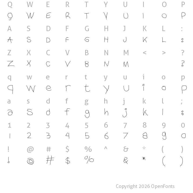 Character Map of FF Comma Trial Regular