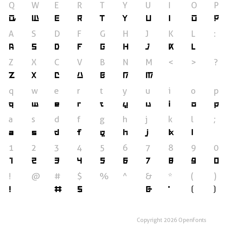 Character Map of FF Ghost Regular