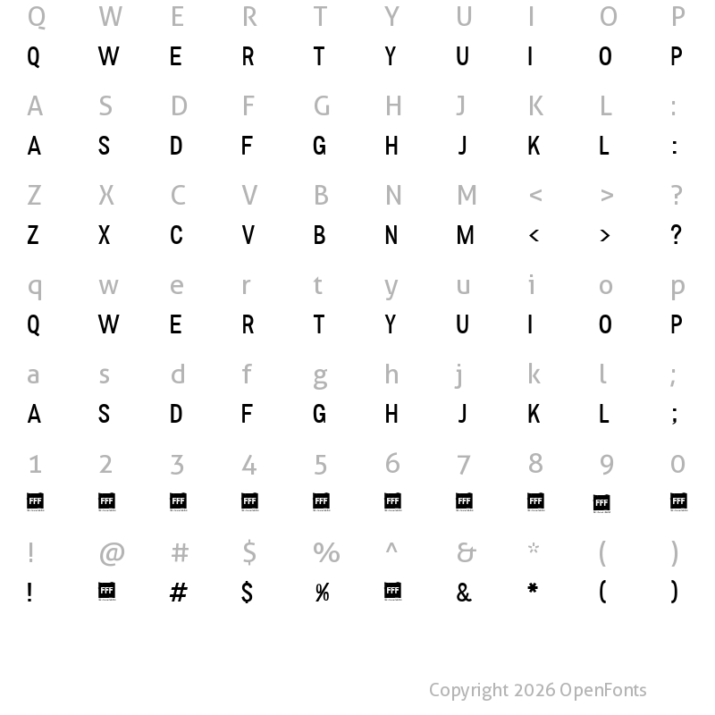 Character Map of FFF Light