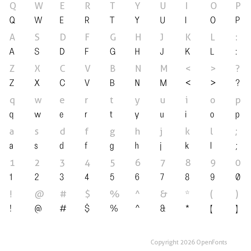 Character Map of FH Oscar Condensed Test Light