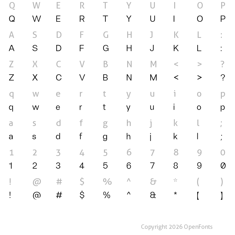 Character Map of FH Oscar Test Regular