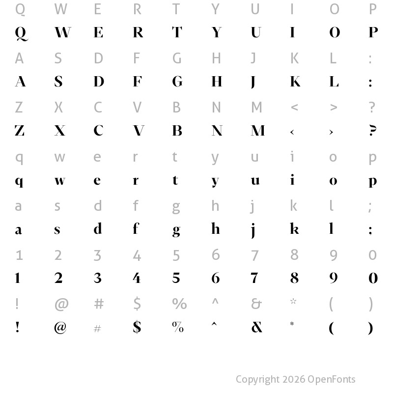 Character Map of FH Ronaldson Display Test Bold