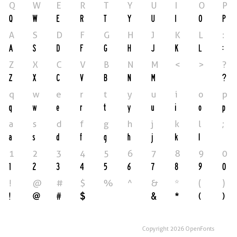 Character Map of FHWASeriesB2020 minus50