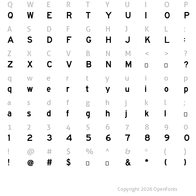 Character Map of FHWASeriesE2020 plus0