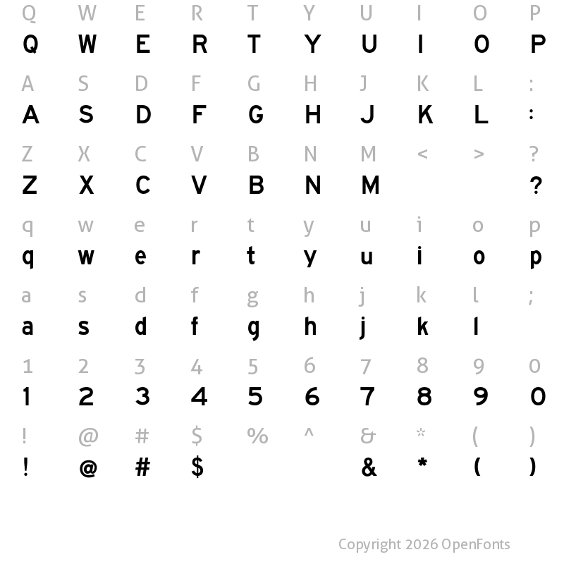 Character Map of FHWASeriesE2020 plus40