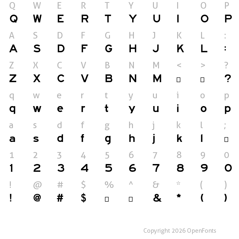 Character Map of FHWASeriesF2020 plus0