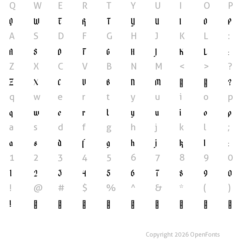 Character Map of Fibonacci Fraktur Regular