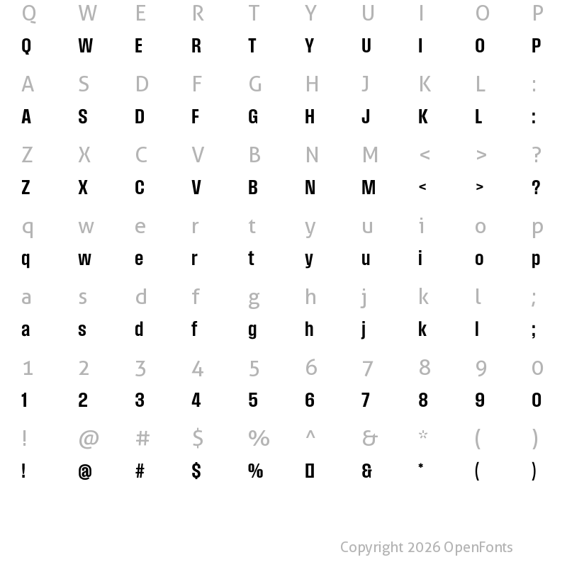 Character Map of Field Gothic No.44 Demi Cond